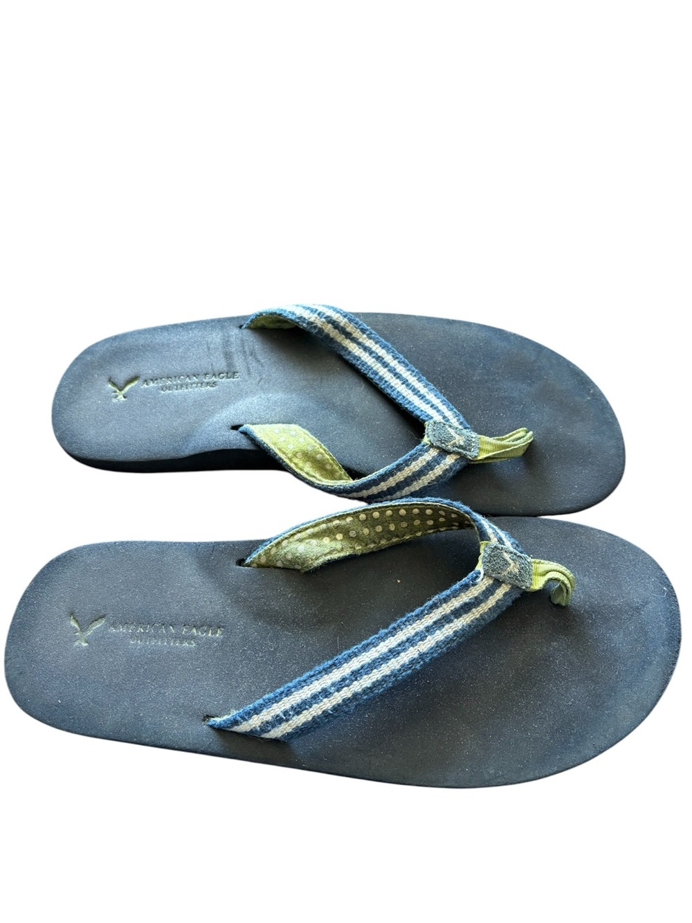 American Eagle Outfitters Blue and Green Striped Flip Flop Sandals